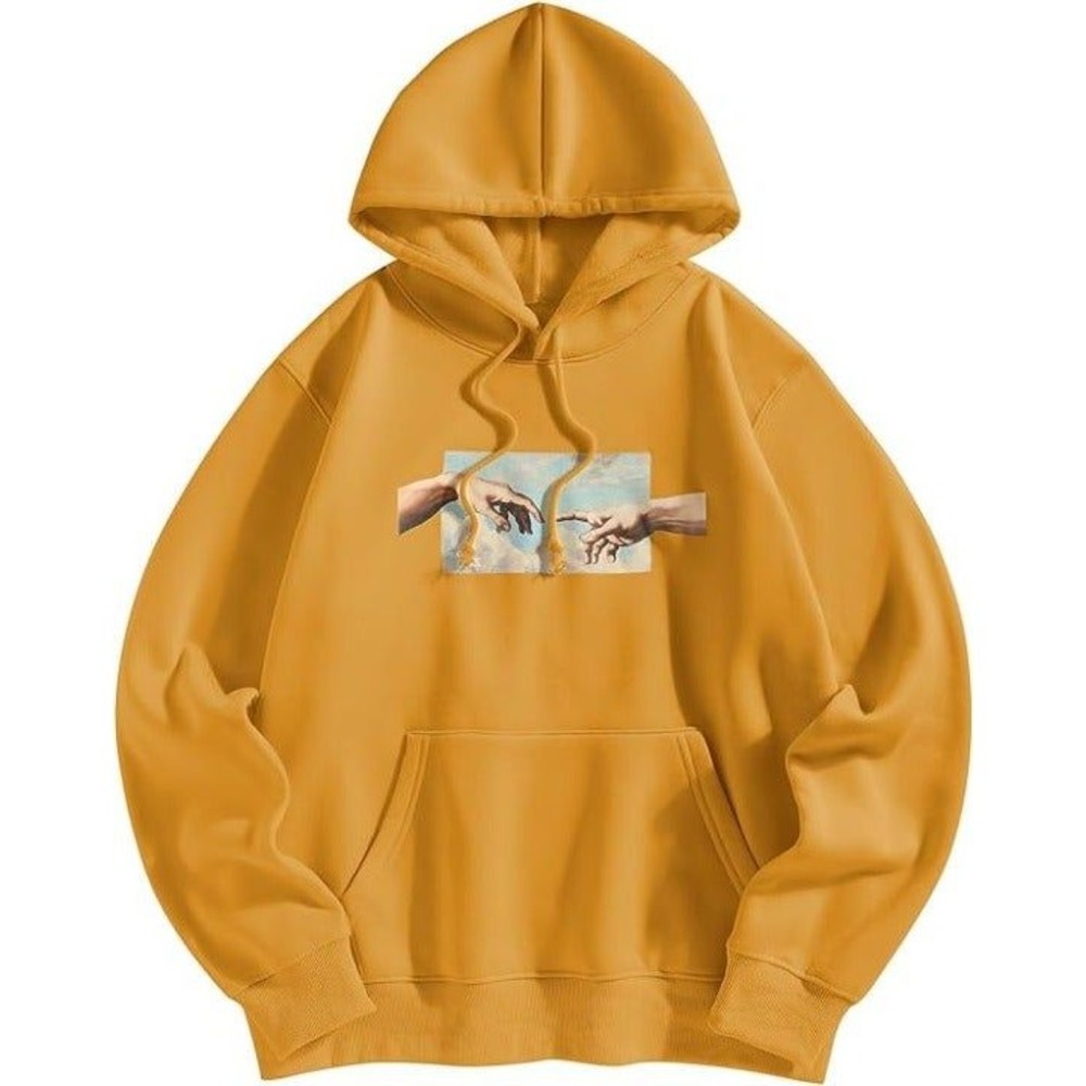 ZAFUL Men's Drawstring Hooded Sweatshirt With Hands Reaching Long Sleeve Hoodies